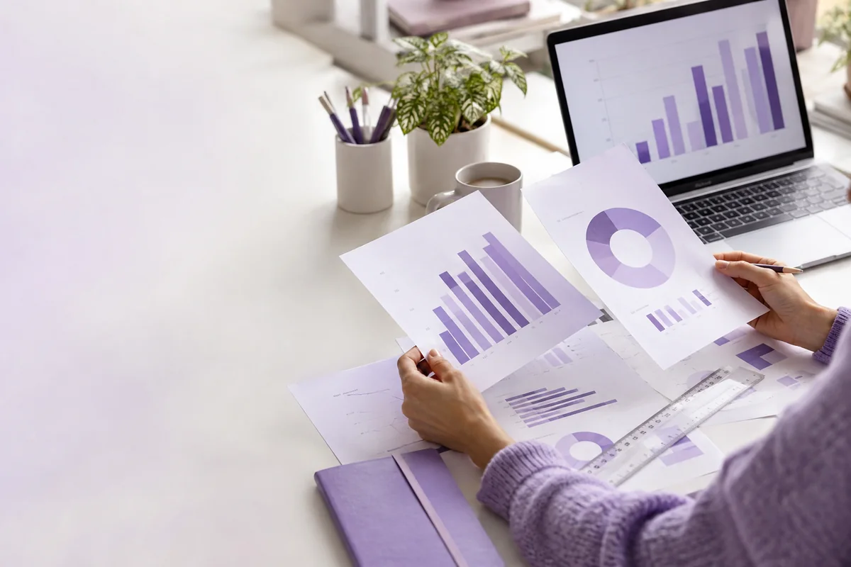 Data Analysis | CAQA Updates A person analyzes charts and data on a laptop, supporting vet sector research.